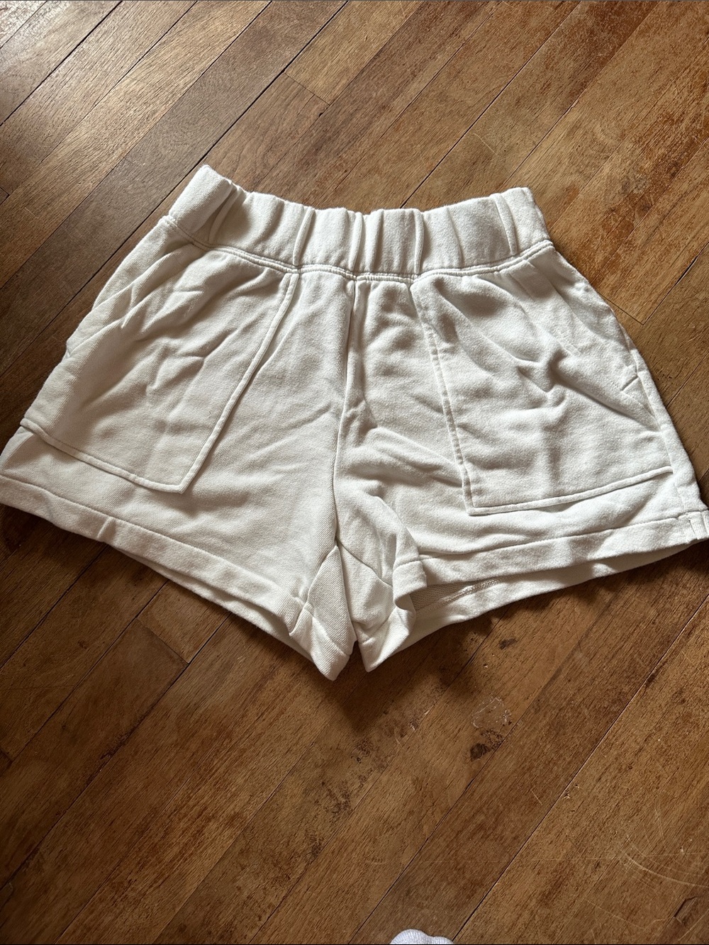 Women's Cream Terry Lounge Shorts with Elastic Waist - Size S
